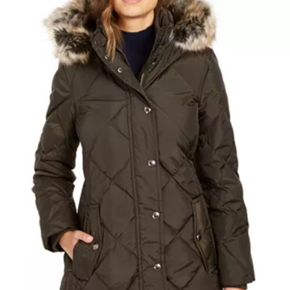 Puffy winter coat London Fog dark brown, women M